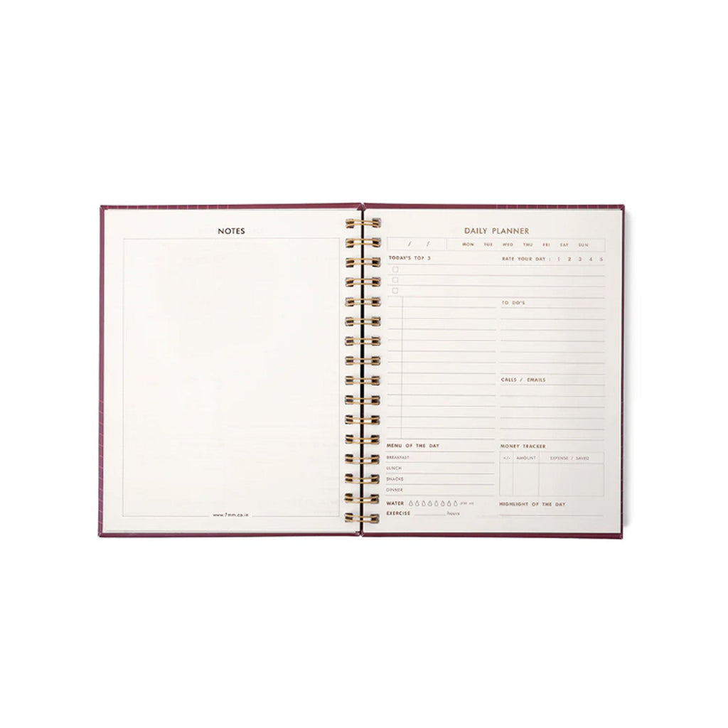7mm Undated Daily Planner - Burgundy Boss