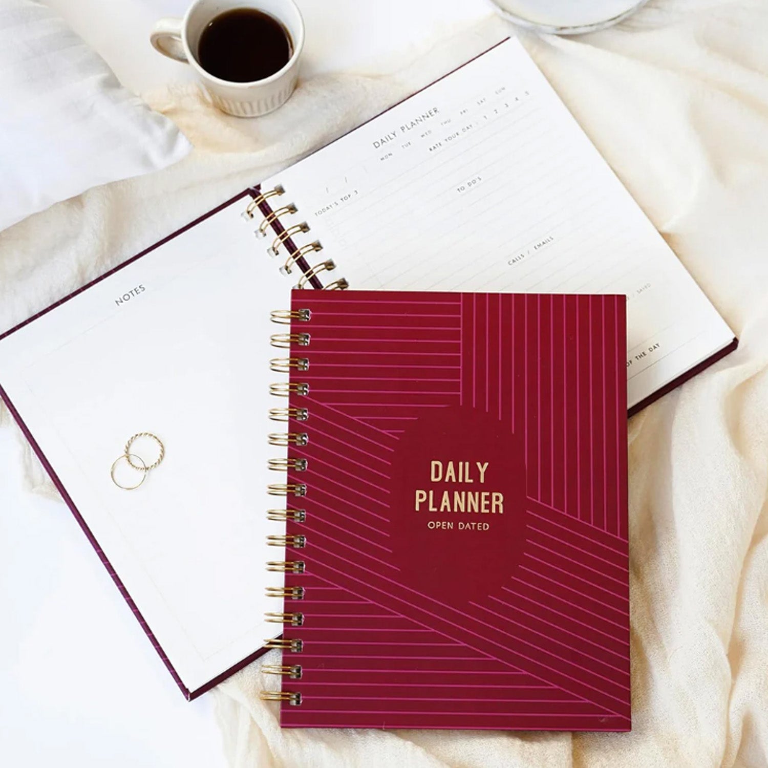 7mm Undated Daily Planner - Burgundy Boss