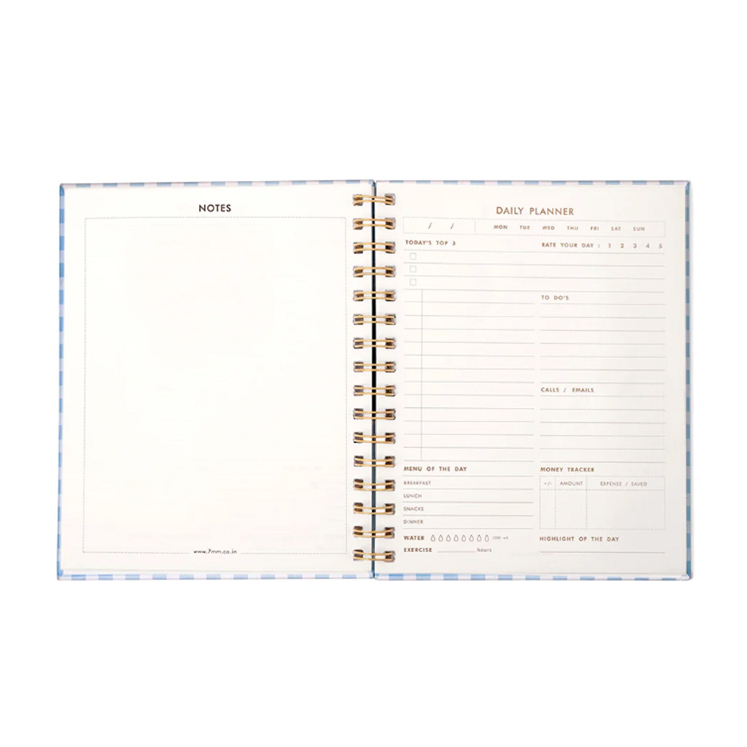 7mm Undated Daily Planner - Checkered Skies
