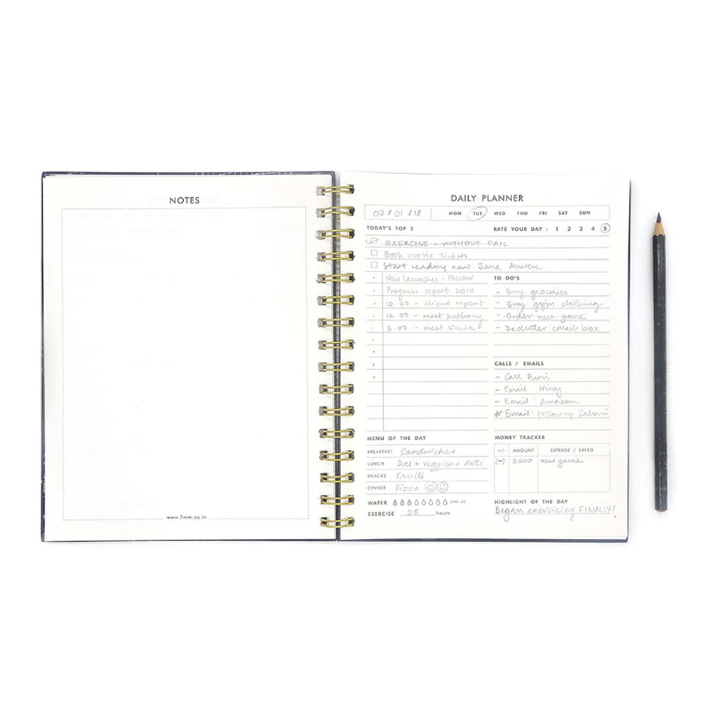 7mm Undated Daily Planner - Squares
