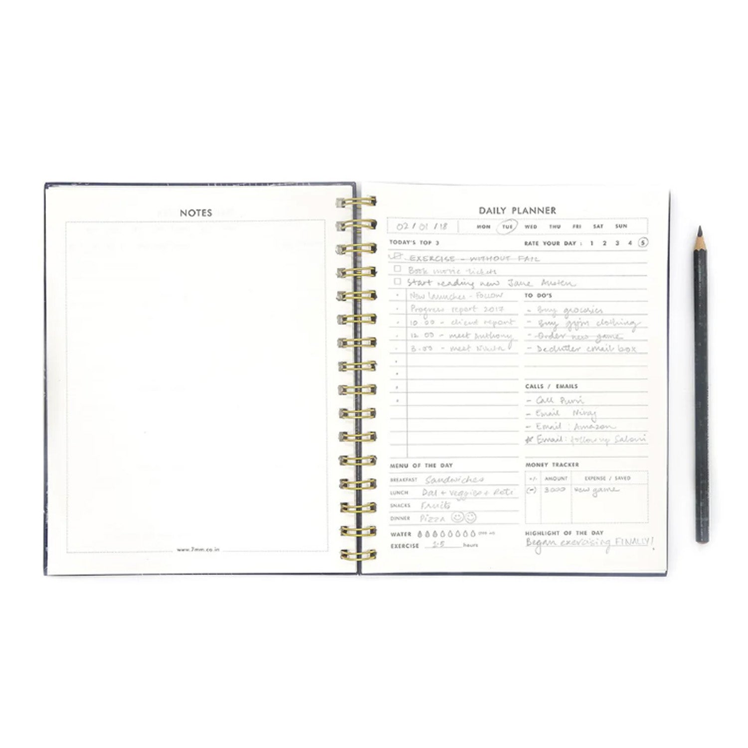 7mm Undated Daily Planner - Squares