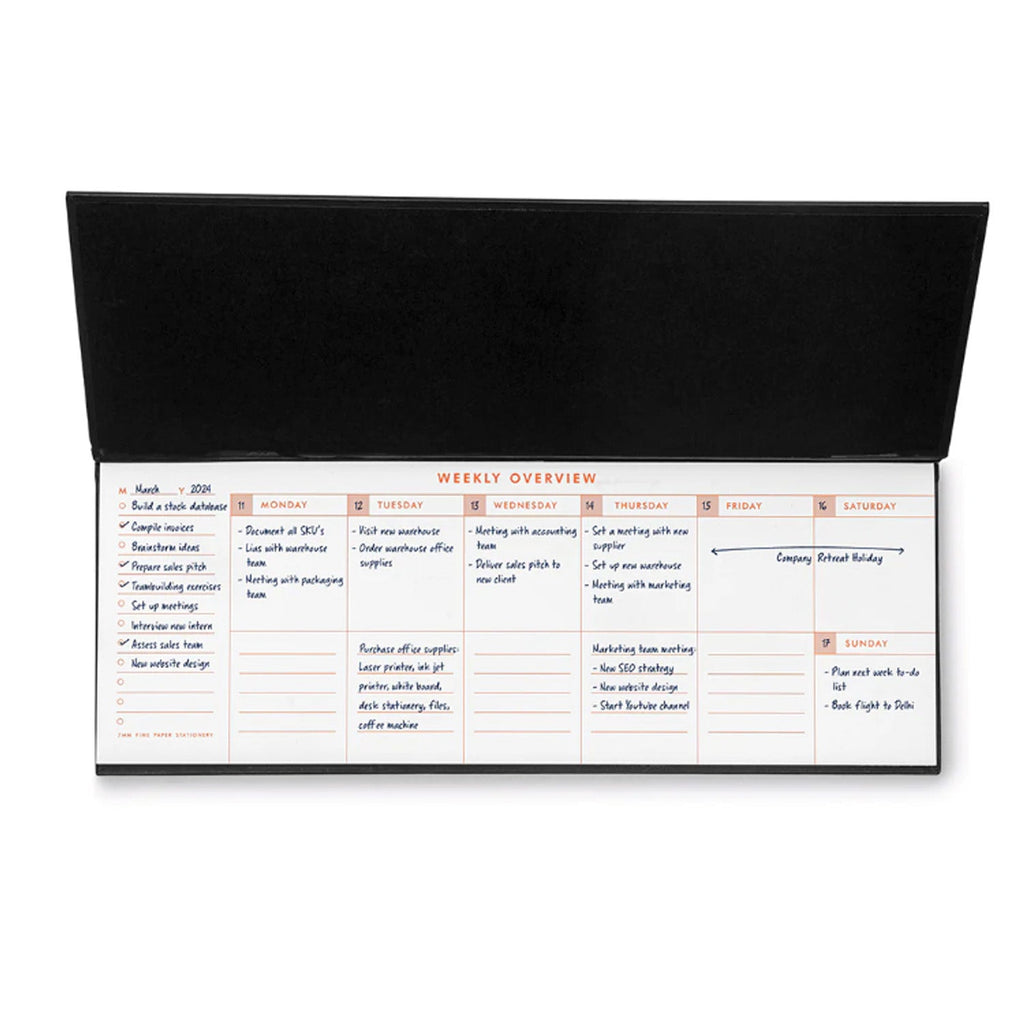 7mm Undated Weekly Planner - Charcoal