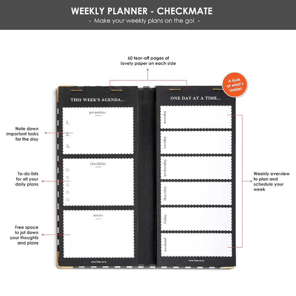 7mm Undated Weekly Planner - Checkmate