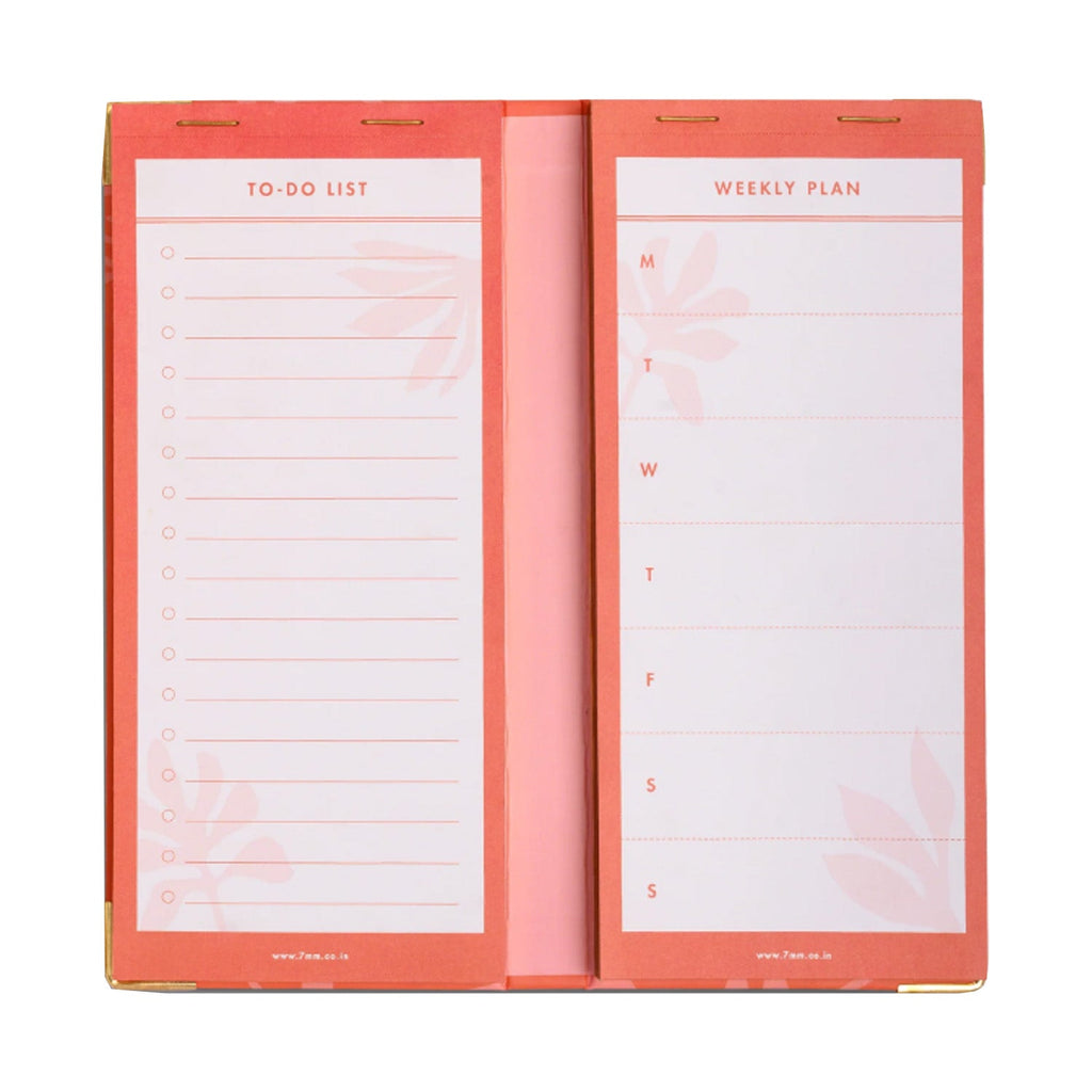 7mm Undated Weekly Planner - Coral Rush