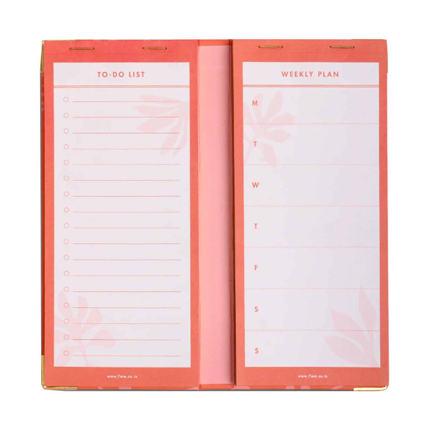 7mm Undated Weekly Planner - Coral Rush