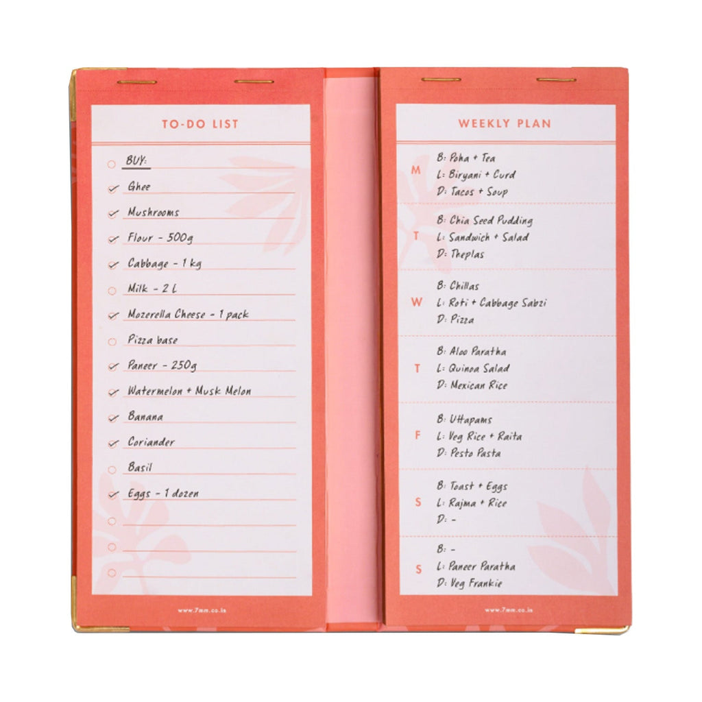 7mm Undated Weekly Planner - Coral Rush