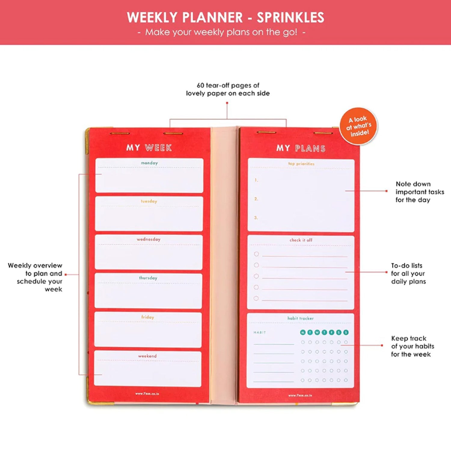 7mm Undated Weekly Planner - Sprinkles