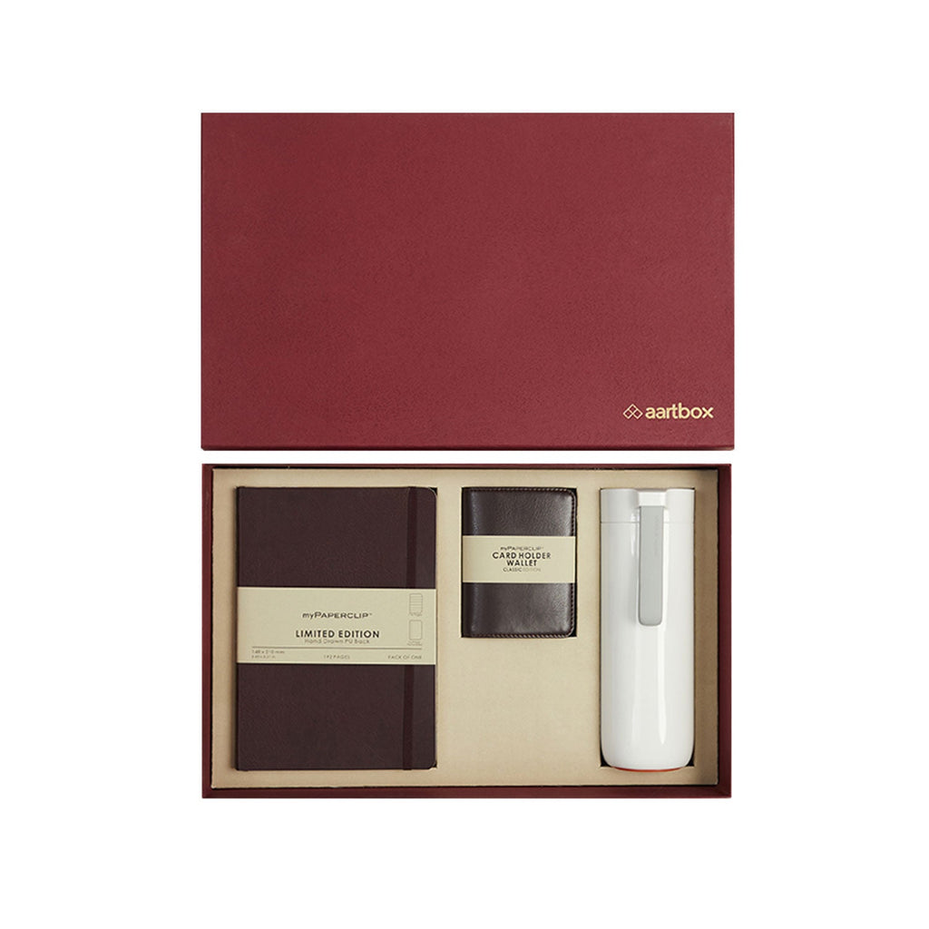 Aartbox Gift Set - myPAPERCLIP Limited Edition Notebook + myPAPERCLIP Card Holder Wallet + Arti Art Suction Bottle