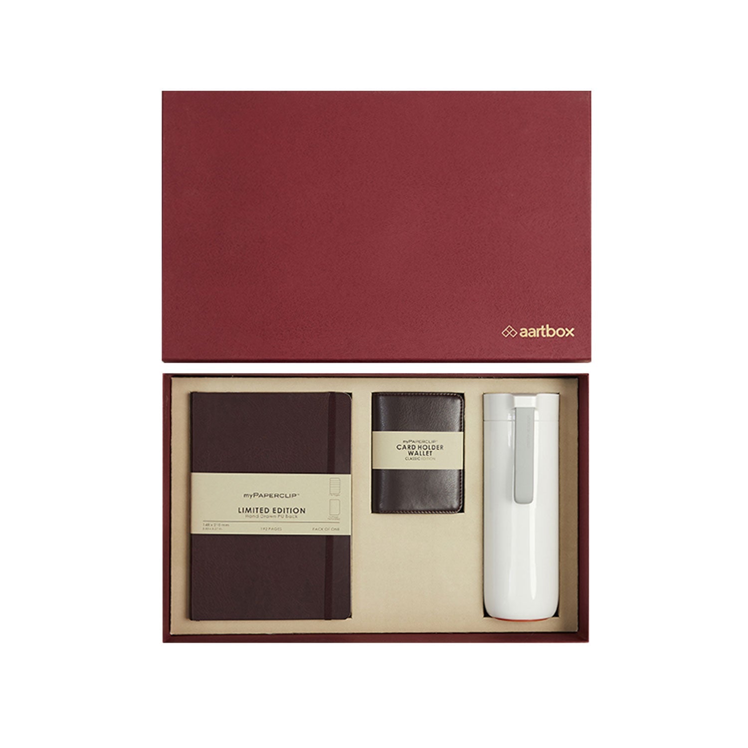 Aartbox Gift Set - myPAPERCLIP Limited Edition Notebook + myPAPERCLIP Card Holder Wallet + Arti Art Suction Bottle