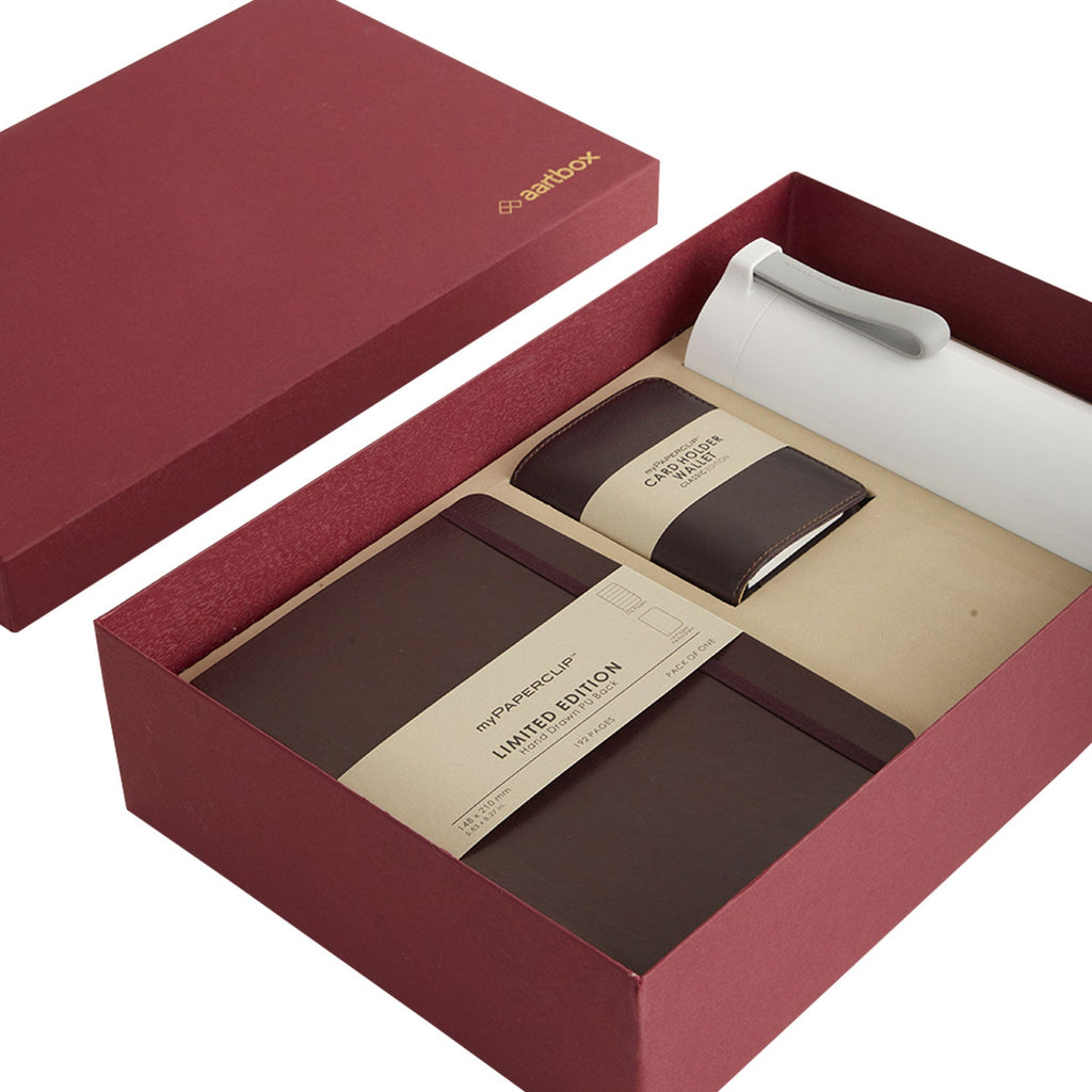 Aartbox Gift Set - myPAPERCLIP Limited Edition Notebook + myPAPERCLIP Card Holder Wallet + Arti Art Suction Bottle