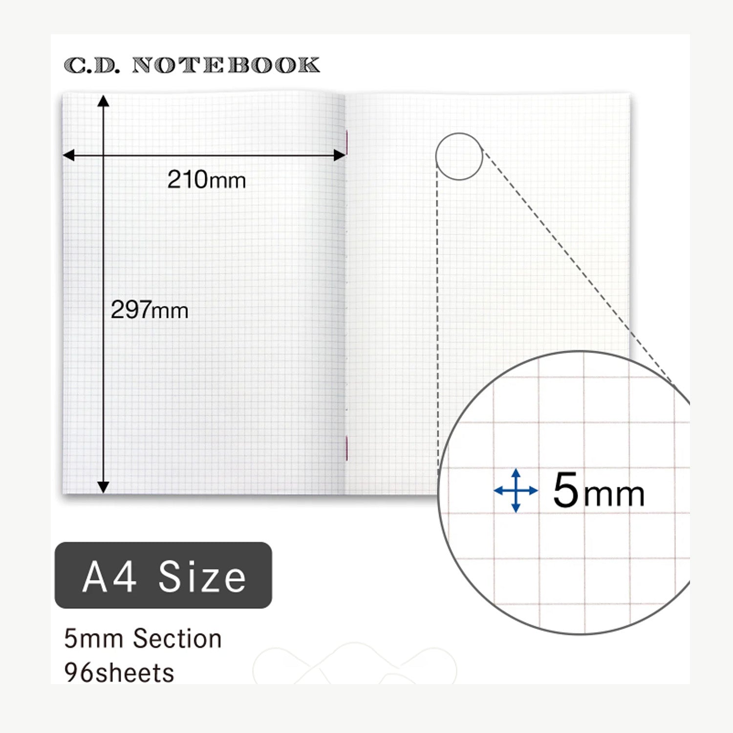 Apica Premium CD Notebook - Red - A4 - Squared