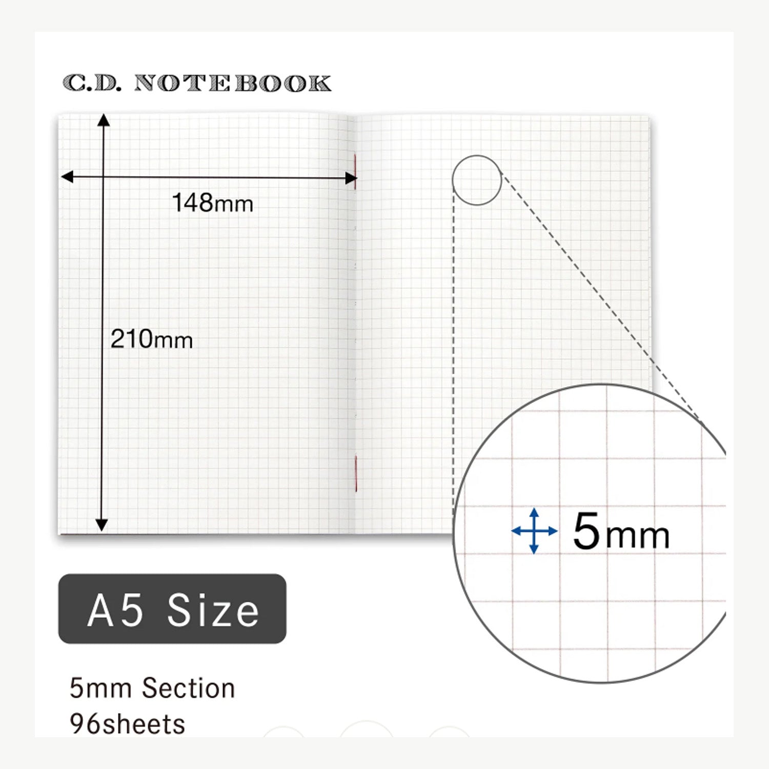 Apica Premium CD Notebook - Red - A5 - Squared