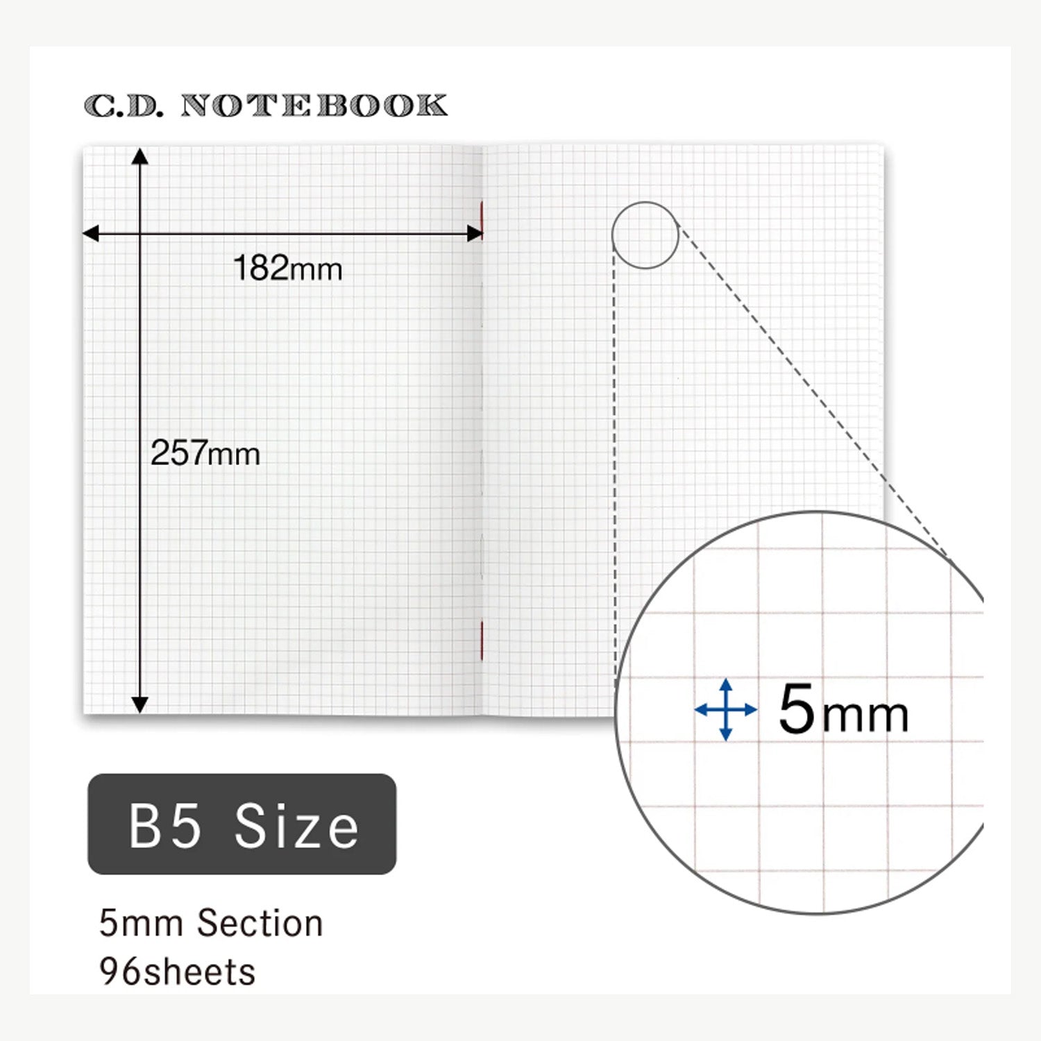 Apica Premium CD Notebook - Red - B5 - Squared