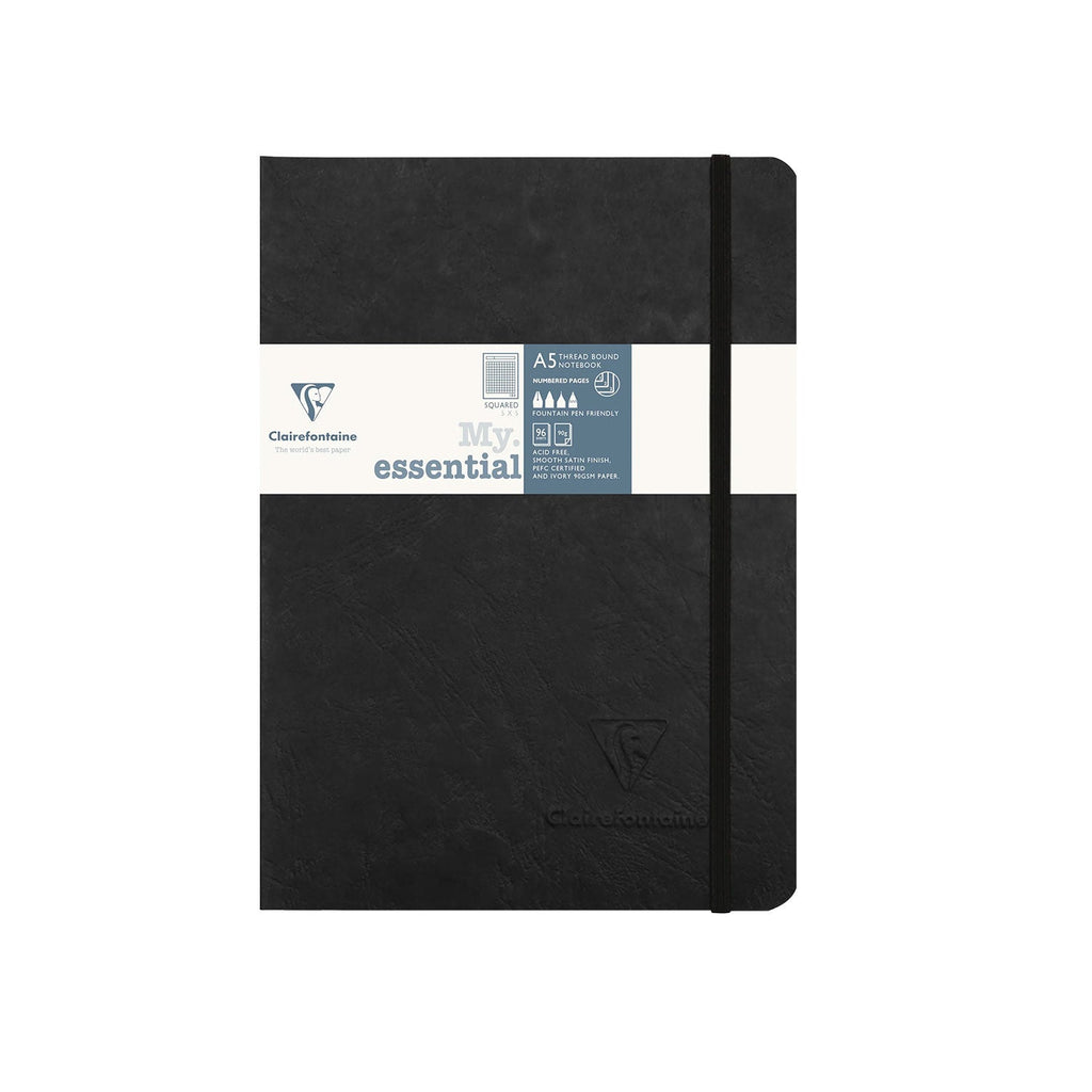 Clairefontaine My Essential Black Threadbound Notebook - A5, Squared