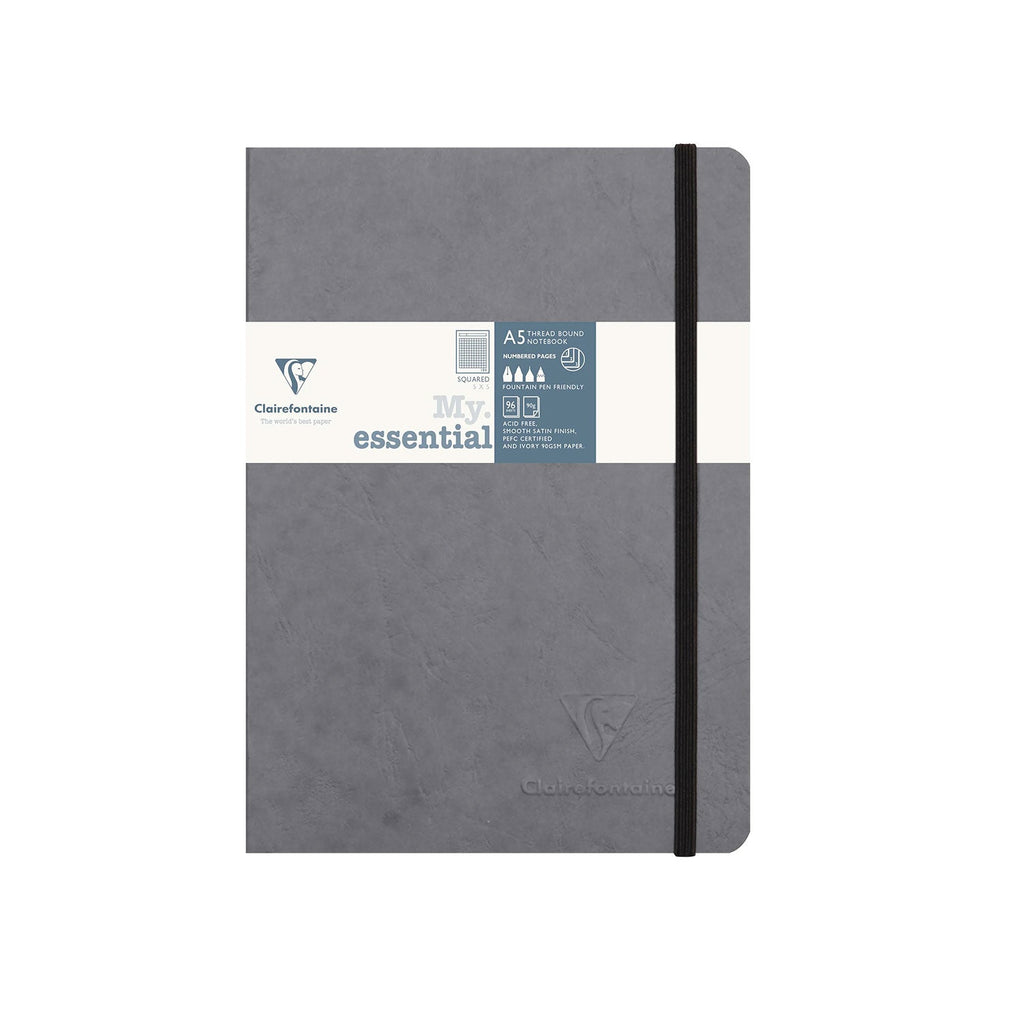 Clairefontaine My Essential Gray Threadbound Notebook - A5, Squared