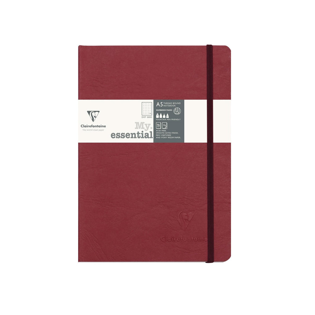 Clairefontaine My Essential Red Threadbound Notebook - A5, Dotted