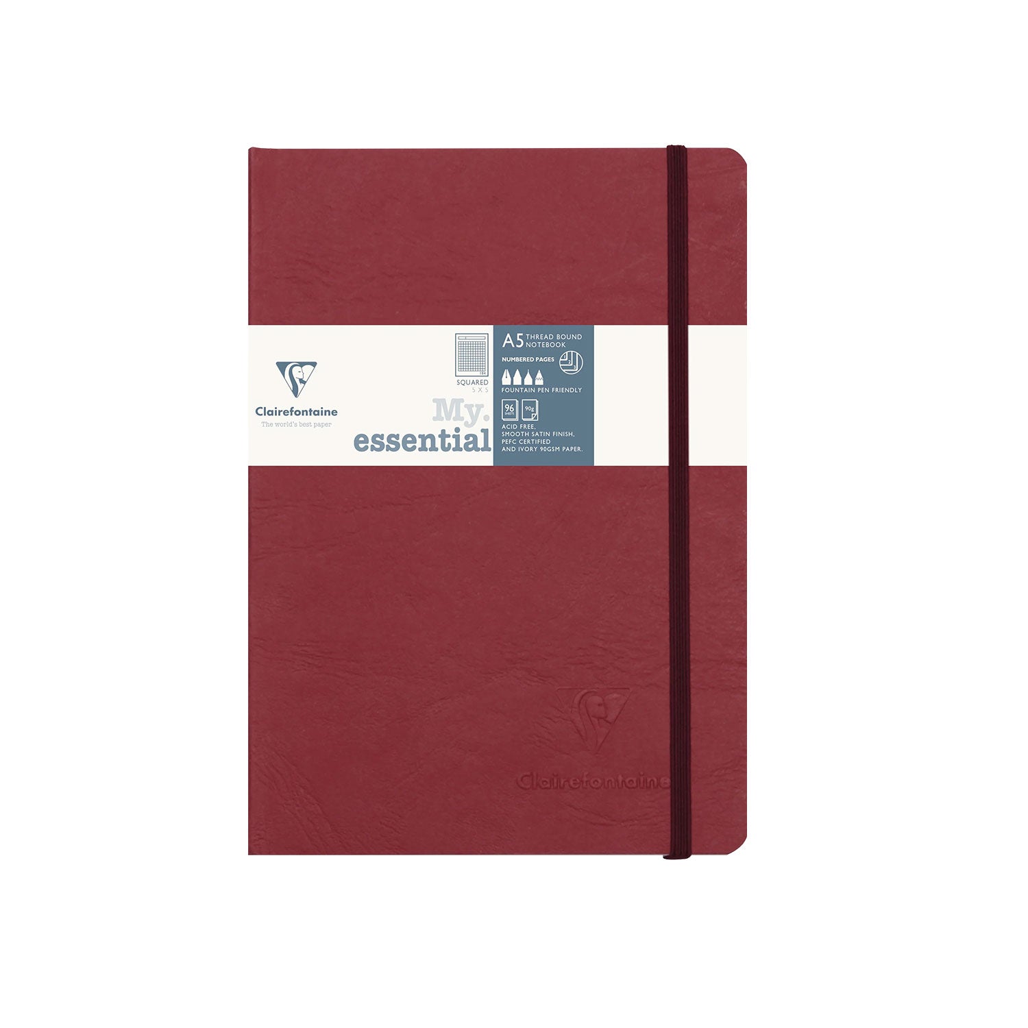 Clairefontaine My Essential Red Threadbound Notebook - A5, Squared