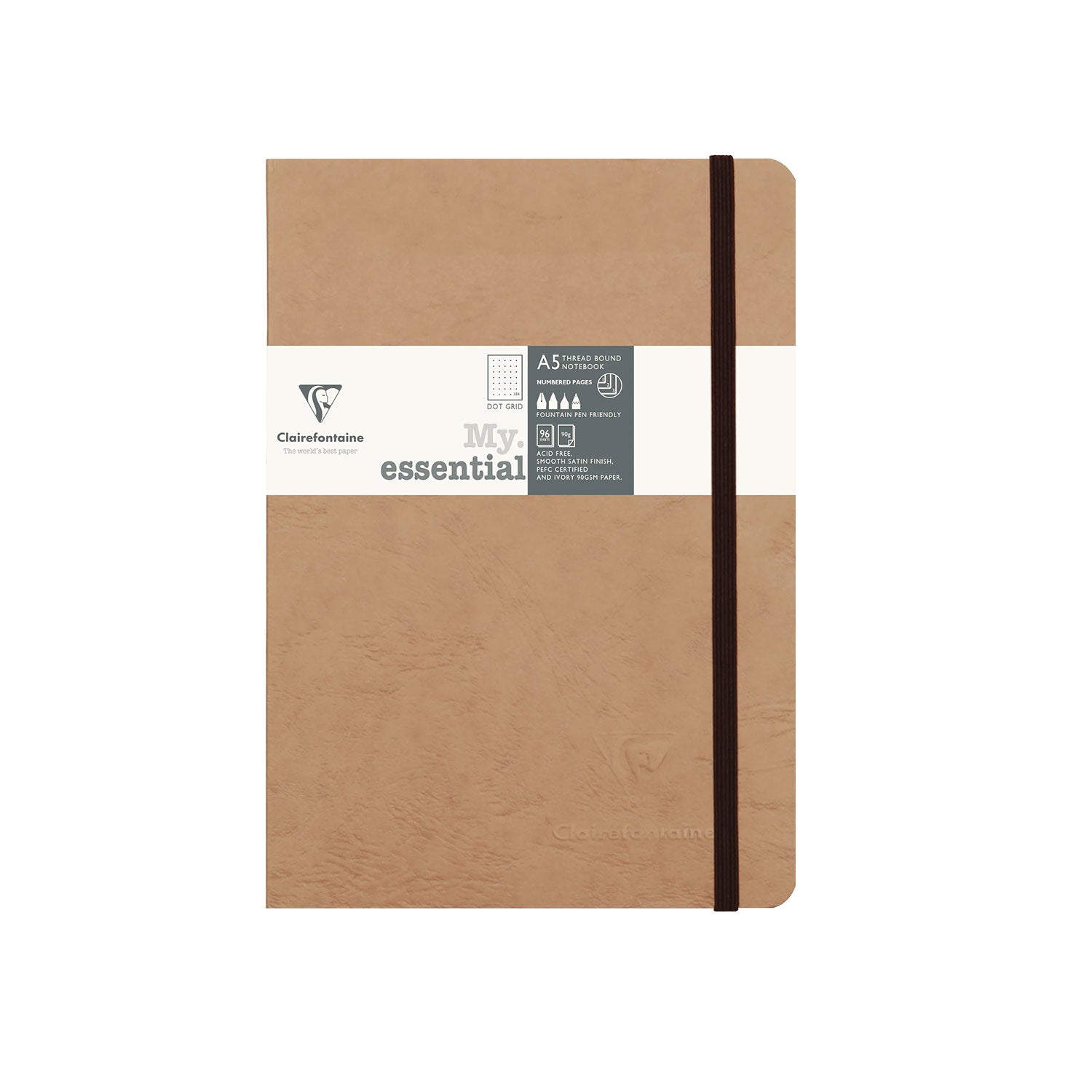 Clairefontaine My Essential Tobacco Threadbound Notebook - A5, Dotted