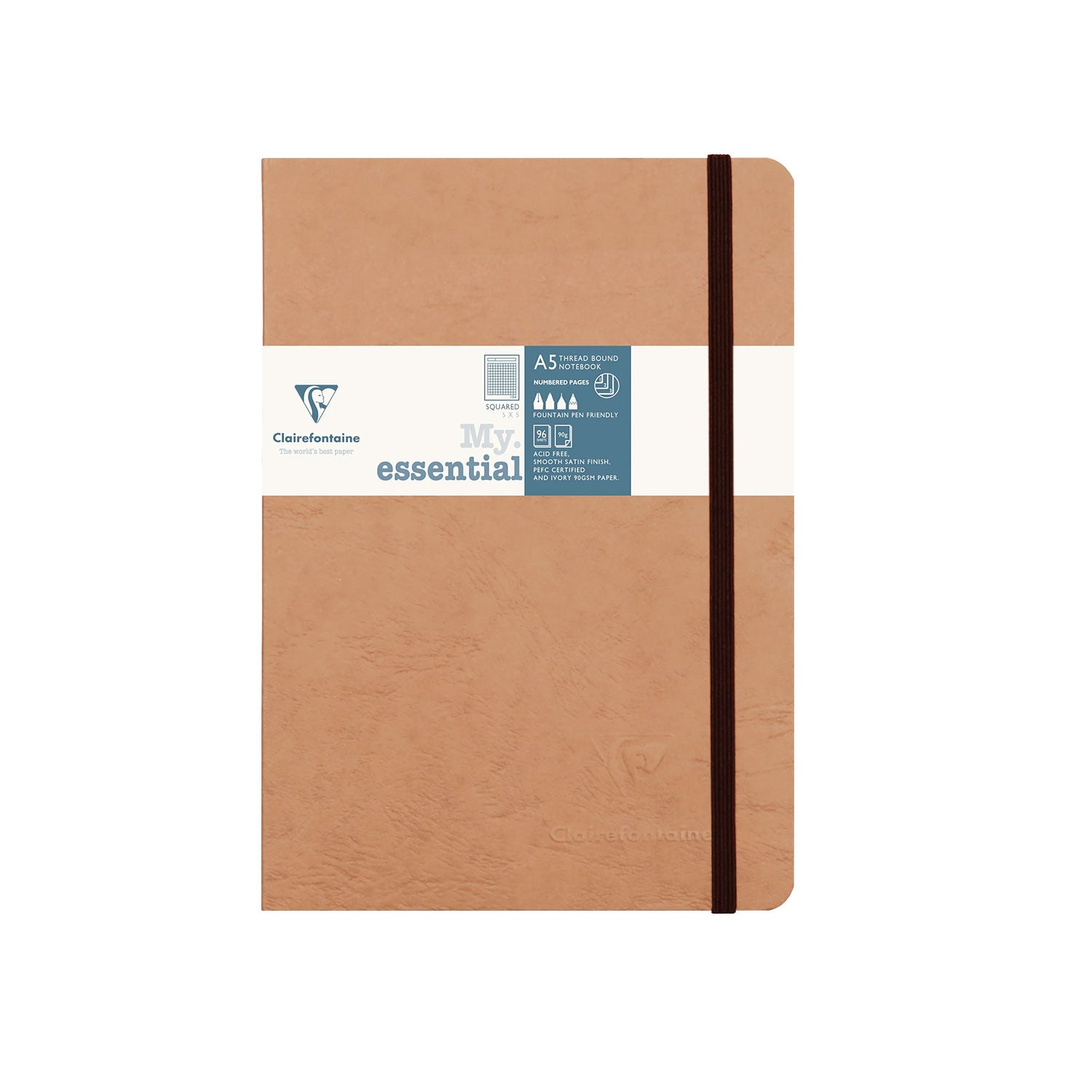 Clairefontaine My Essential Tobacco Threadbound Notebook - A5, Squared