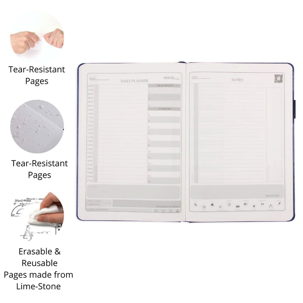 Dexter Smart Premium Erasable & Reusable Eco-Friendly Blue Notebook - A5, Ruled