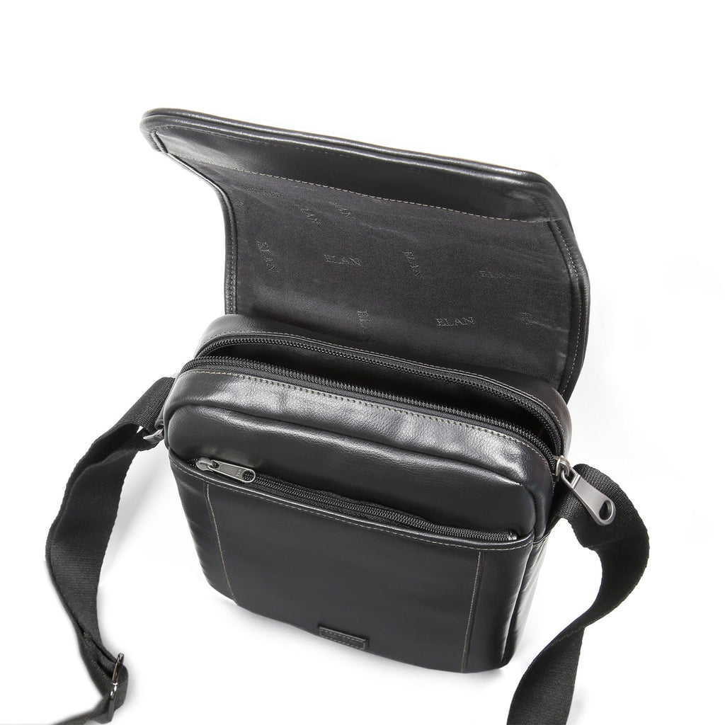 Elan Foam Shoulder Bag with Flap - Black