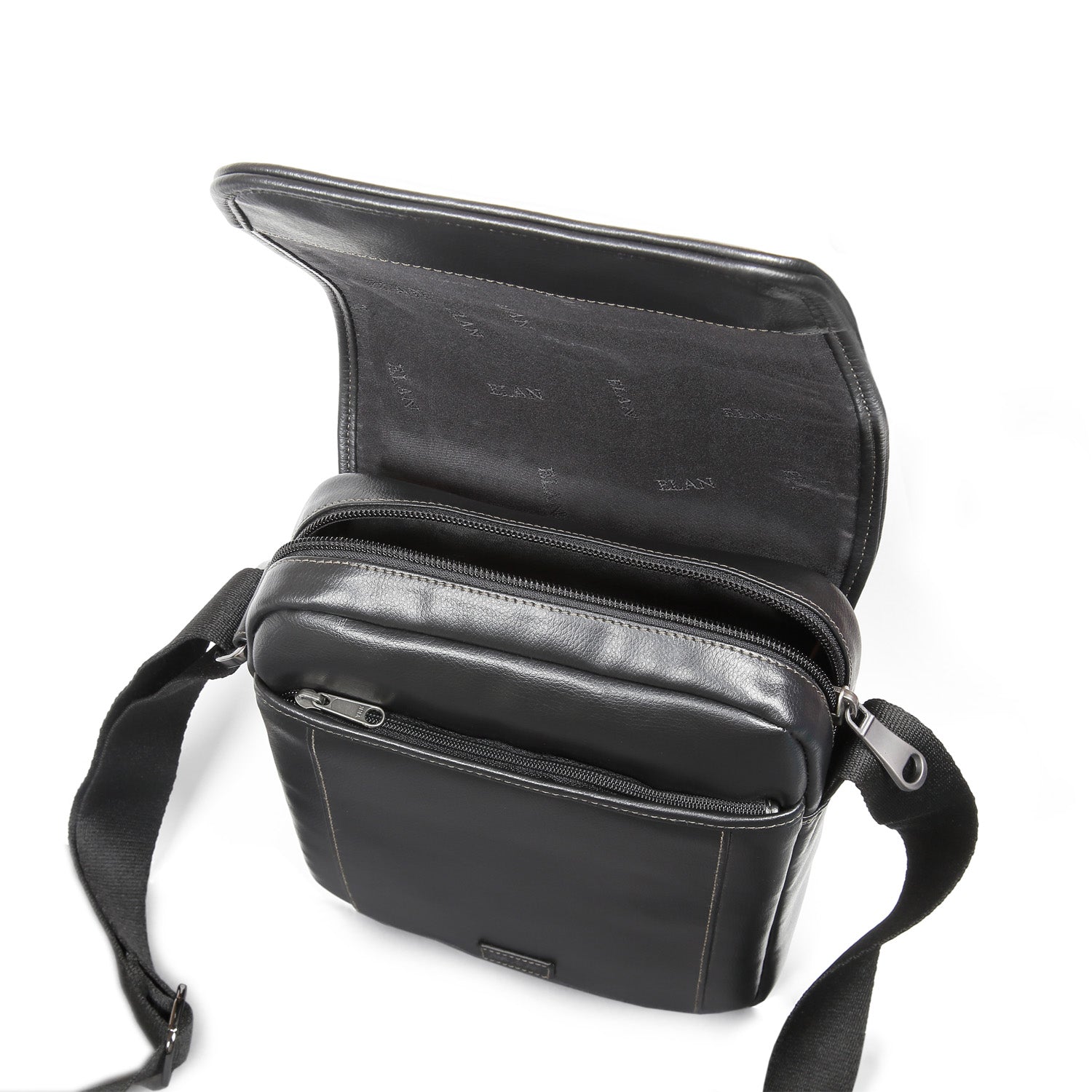 Elan Foam Shoulder Bag with Flap - Black