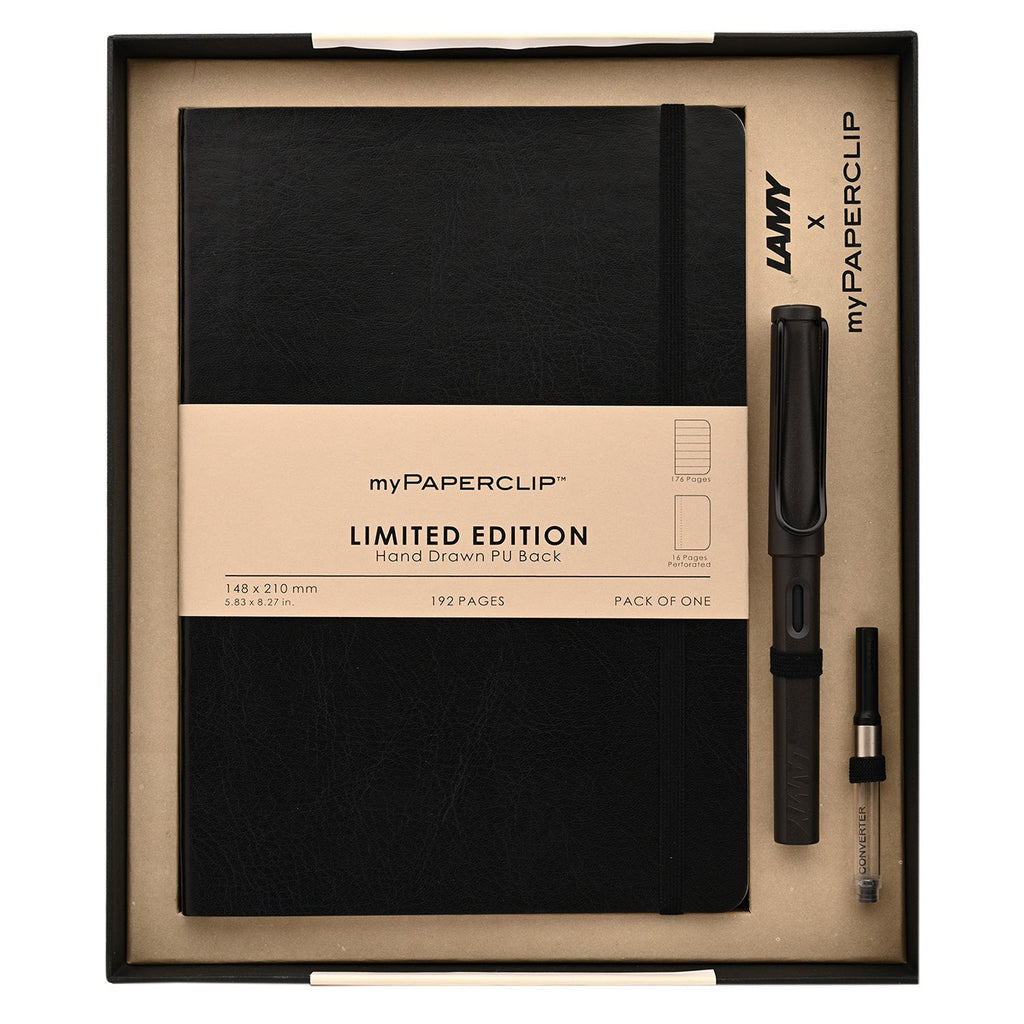 Lamy Gift Set - Safari Umbra Fountain Pen with myPaperclip A5 Black Notebook