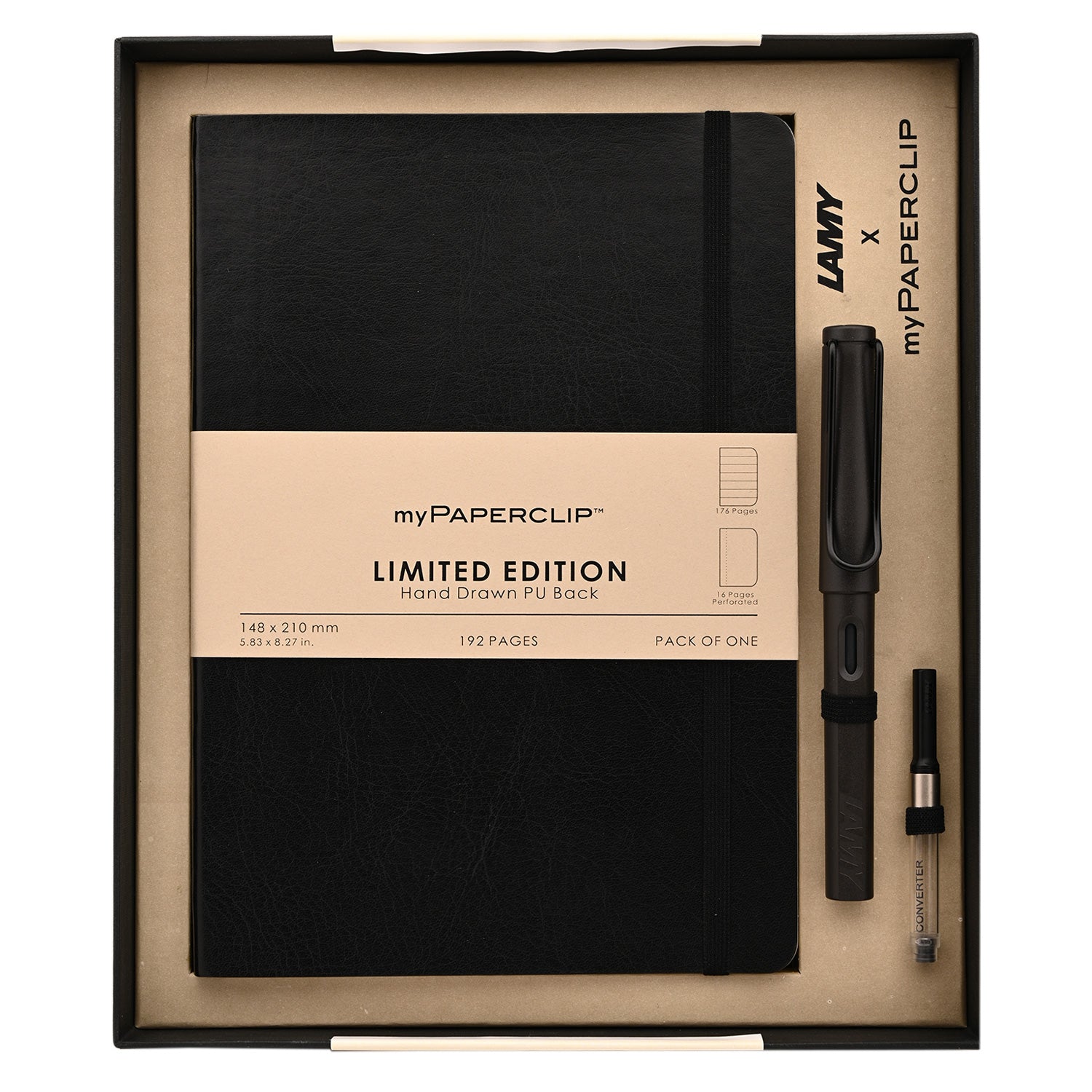 Lamy Gift Set - Safari Umbra Fountain Pen with myPaperclip A5 Black Notebook