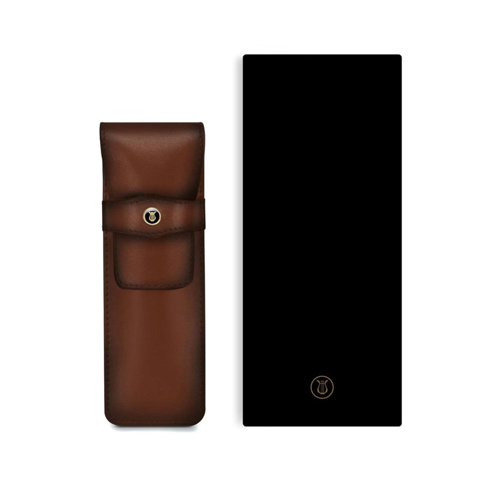Lapis Bard Classic Leather 2 Pen Holder - Cognac