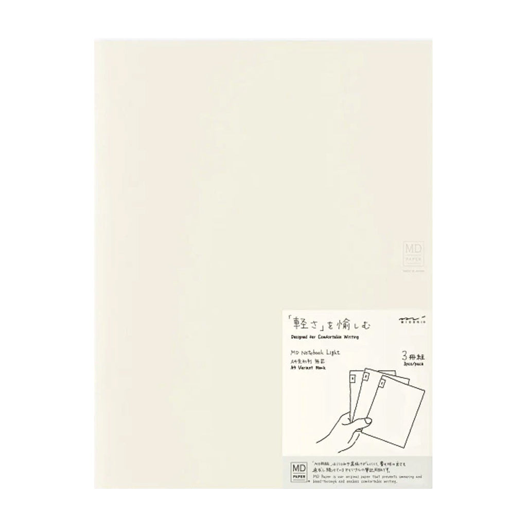 MD Paper Light Ivory Pack of 3 Slim Notebook - A4 - Plain