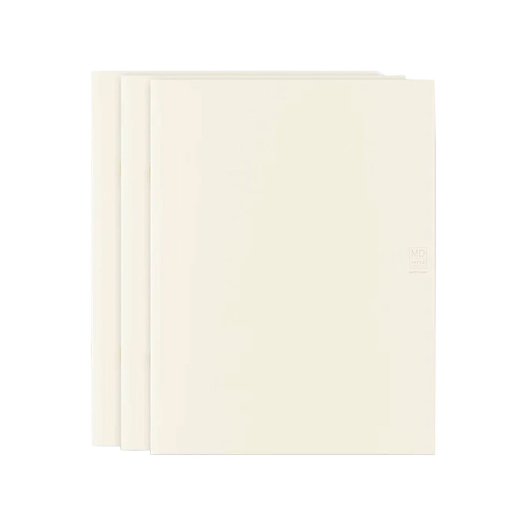 Midori MD Paper Light Ivory Pack of 3 Slim Notebook - A4, Square Ruled