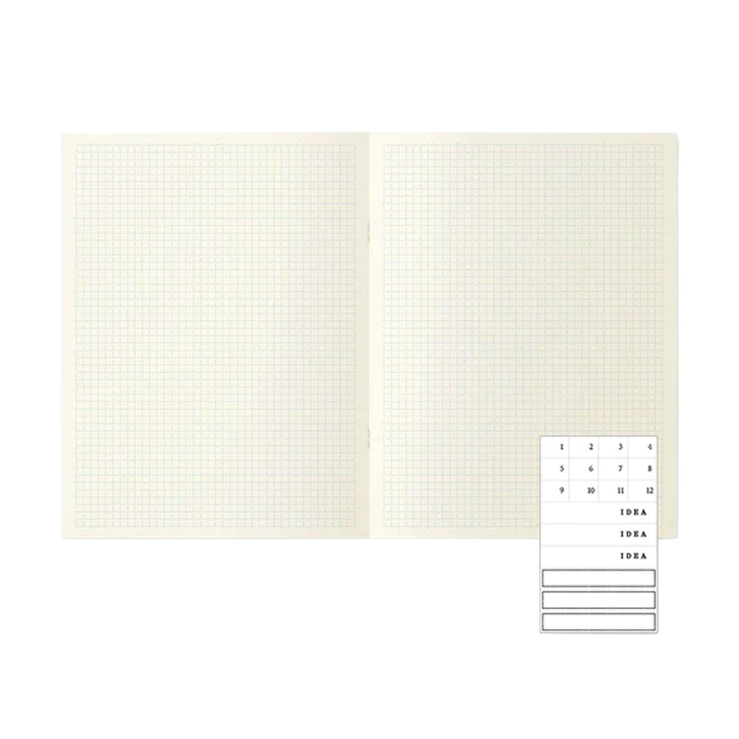 Midori MD Paper Light Ivory Pack of 3 Slim Notebook - A4, Square Ruled