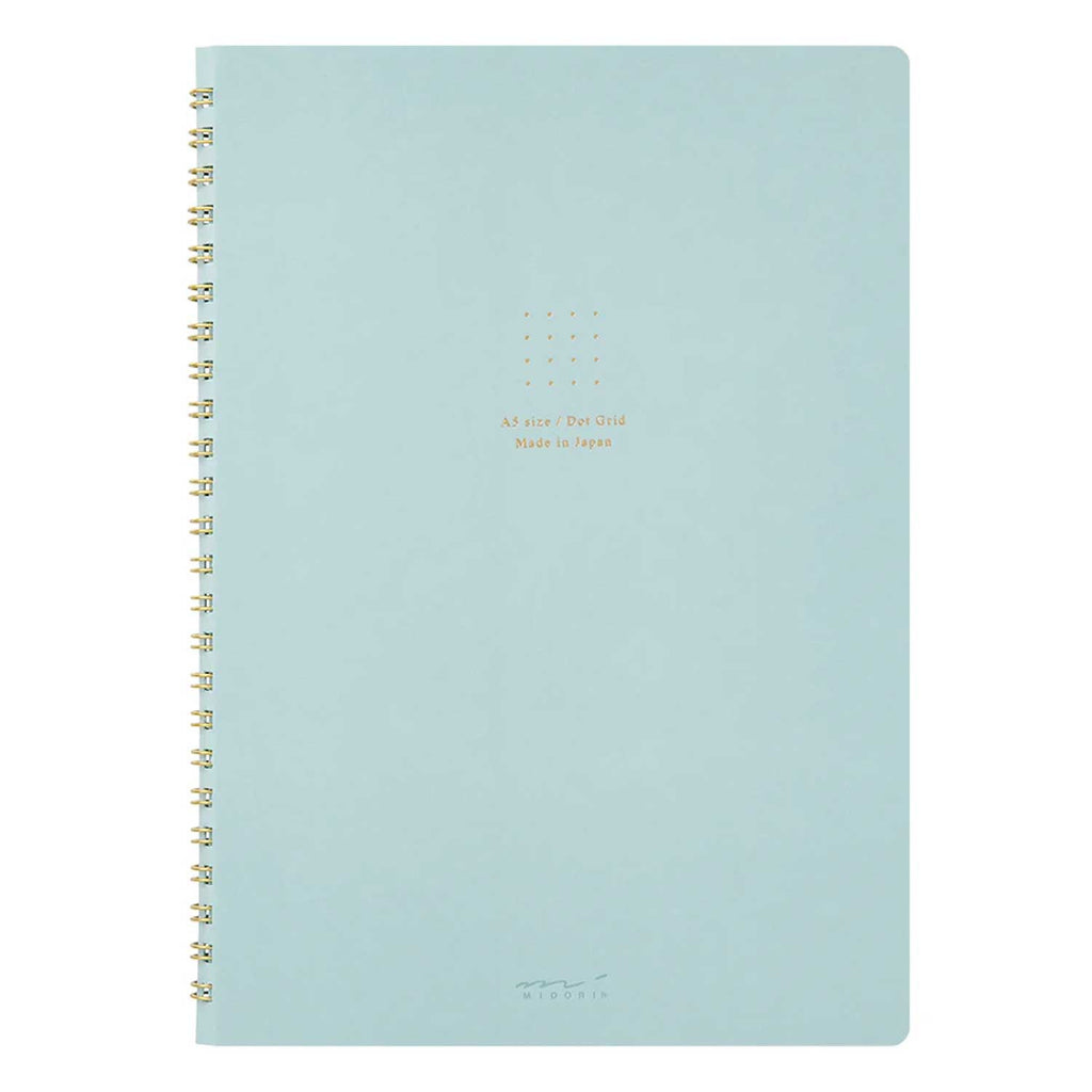 Midori Soft Colour Blue Spiral Notebook - A5, Dotted