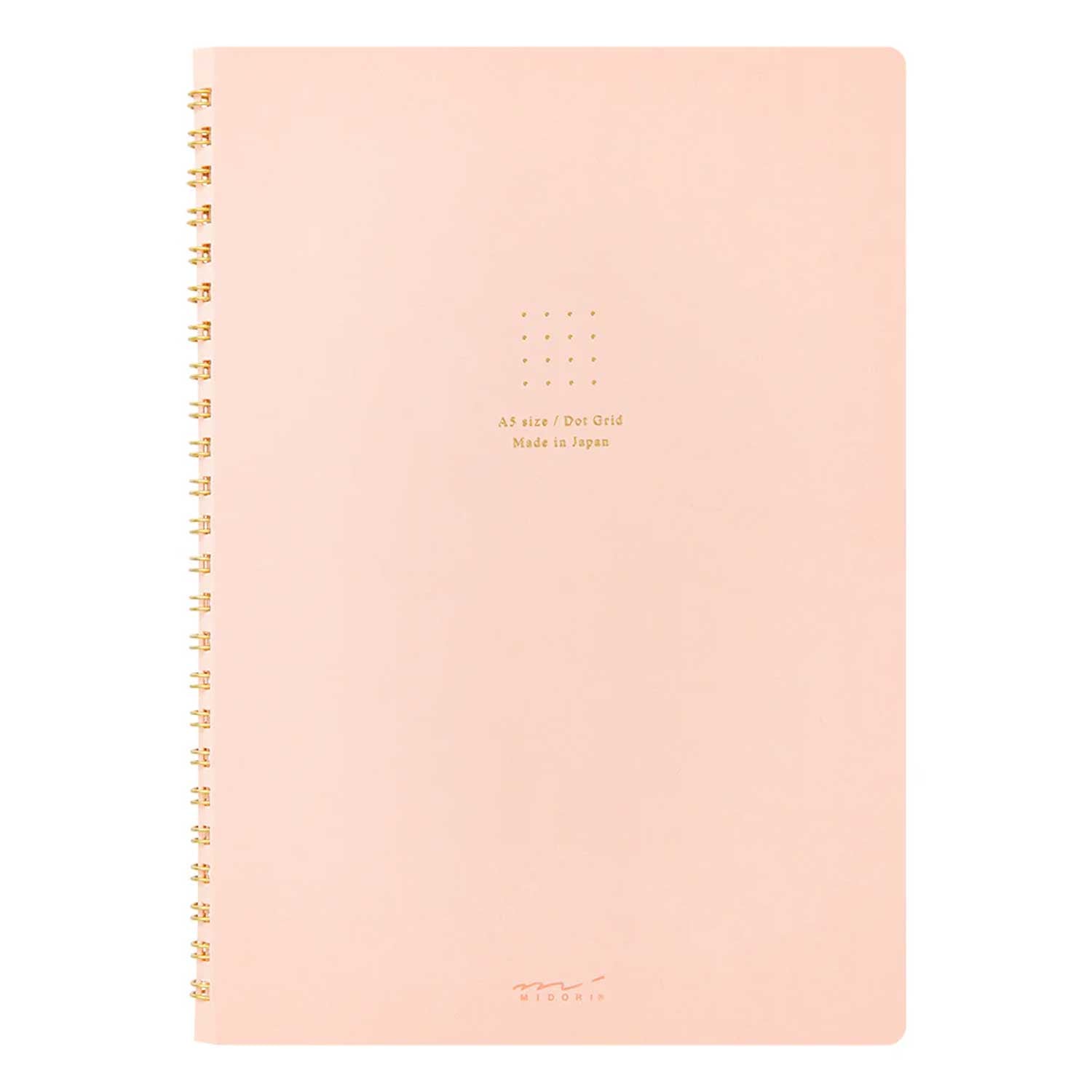 Midori Soft Colour Pink Spiral Notebook - A5, Dotted