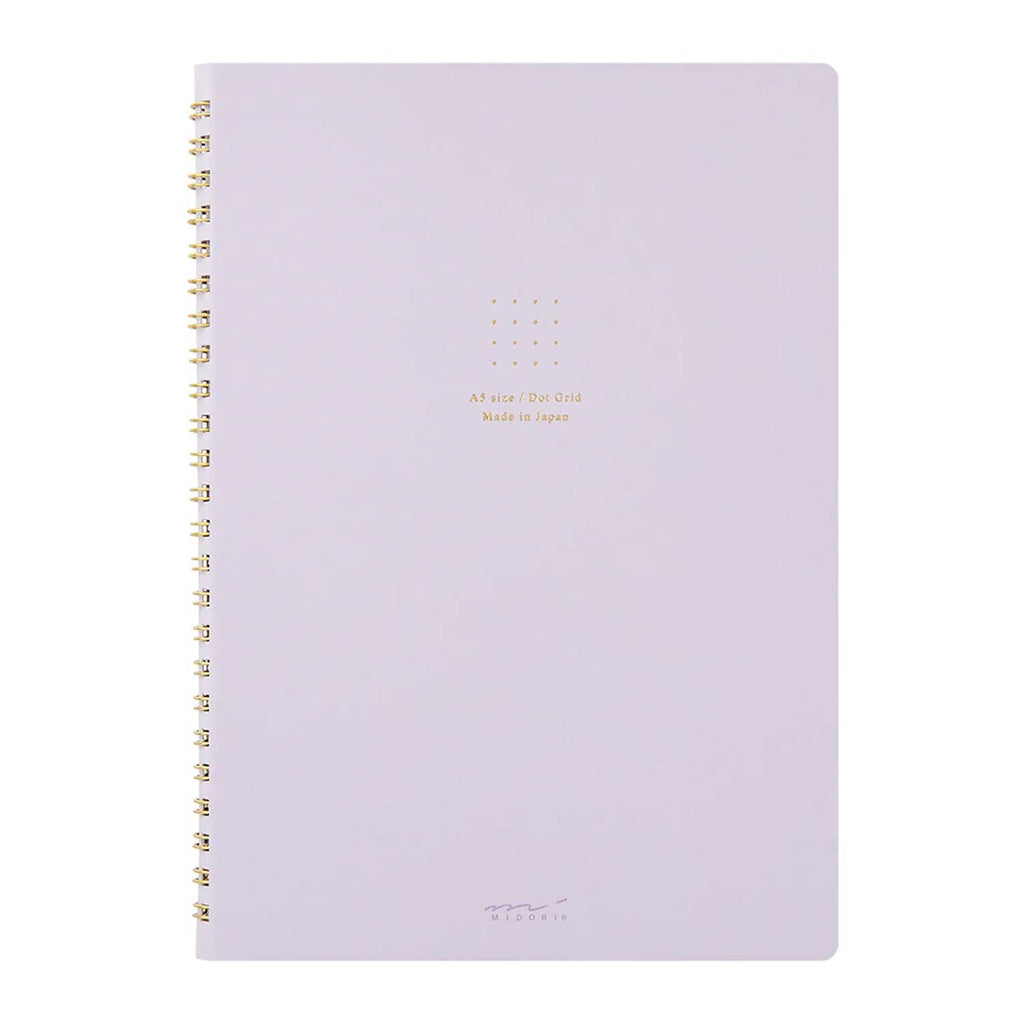 Midori Soft Colour Purple Spiral Notebook - A5, Dotted