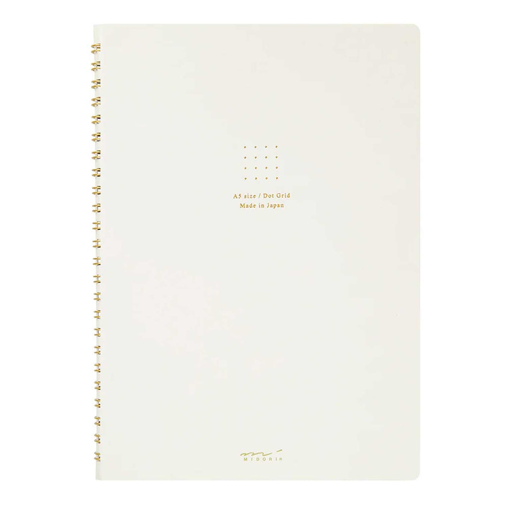 Midori Soft Colour White Spiral Notebook - A5, Dotted