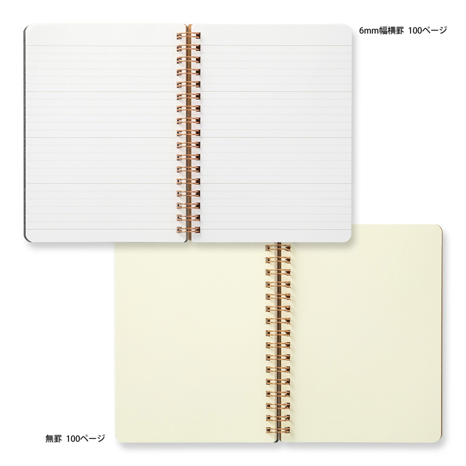 Midori WM Grain Black Wirebound Notebook - B6, Ruled & Plain