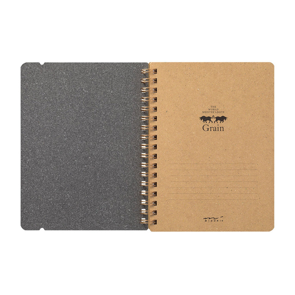Midori WM Grain Brown Wirebound Notebook - B6, Ruled & Plain