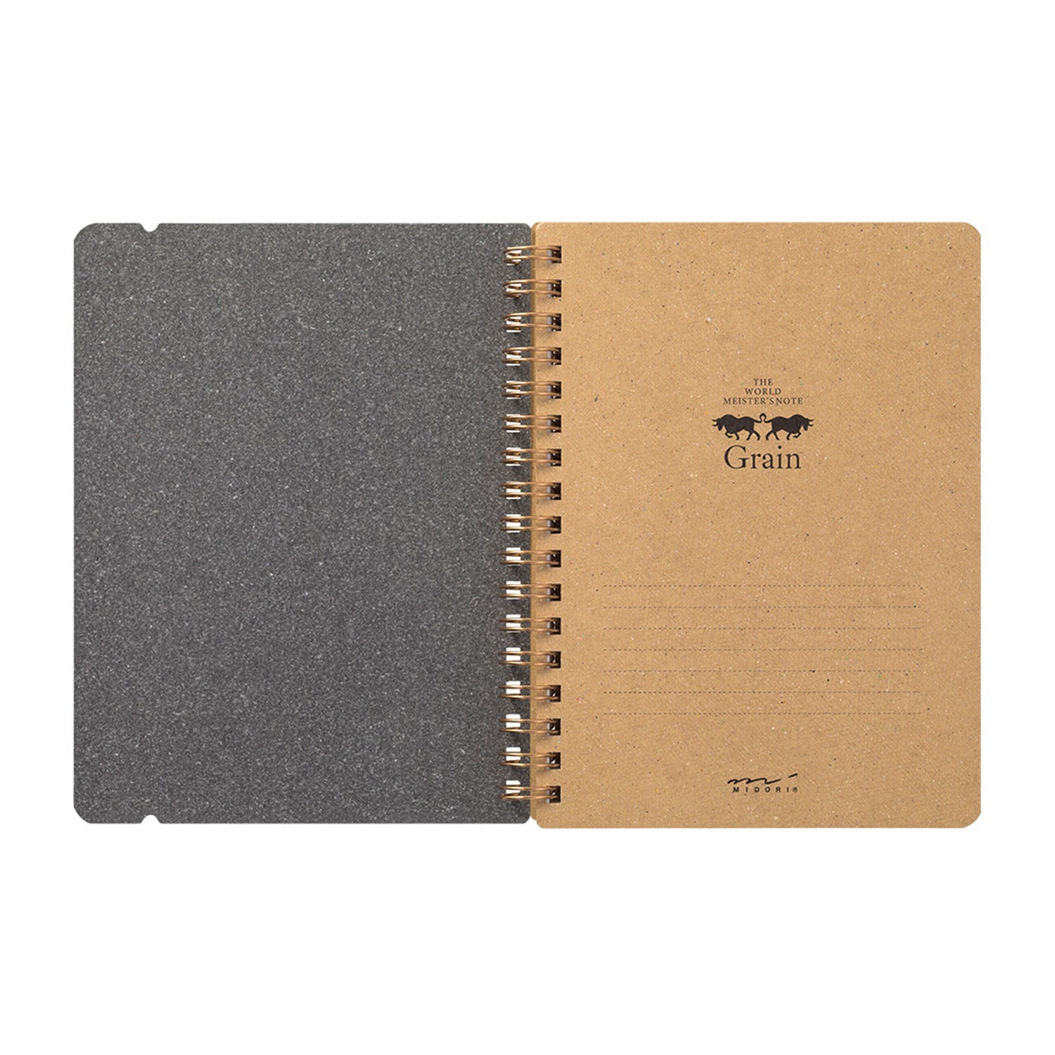 Midori WM Grain Brown Wirebound Notebook - B6, Ruled & Plain