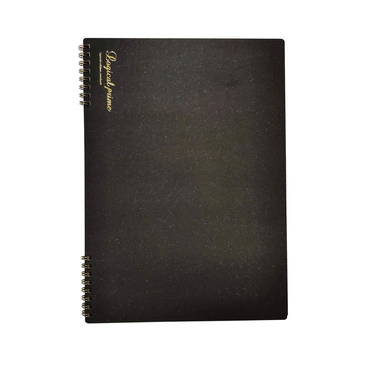 Nakabayashi Logical Prime Fountain Pen Friendly Spiral Notebook, Black - Square Ruled