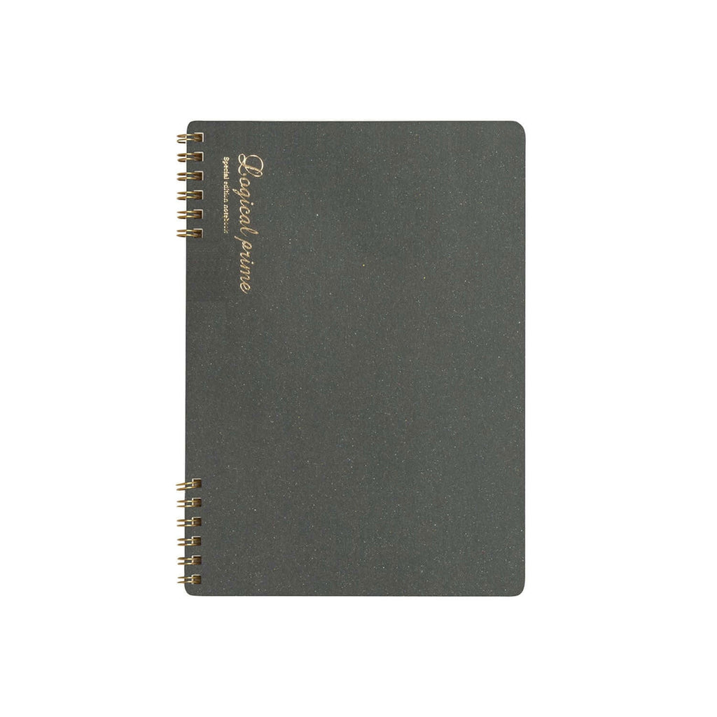 Nakabayashi Logical Prime Fountain Pen Friendly Spiral Notebook, Black - Square Ruled