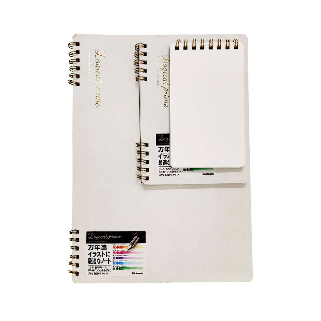 Nakabayashi Logical Prime Fountain Pen Friendly Spiral Notebook, White - Unruled