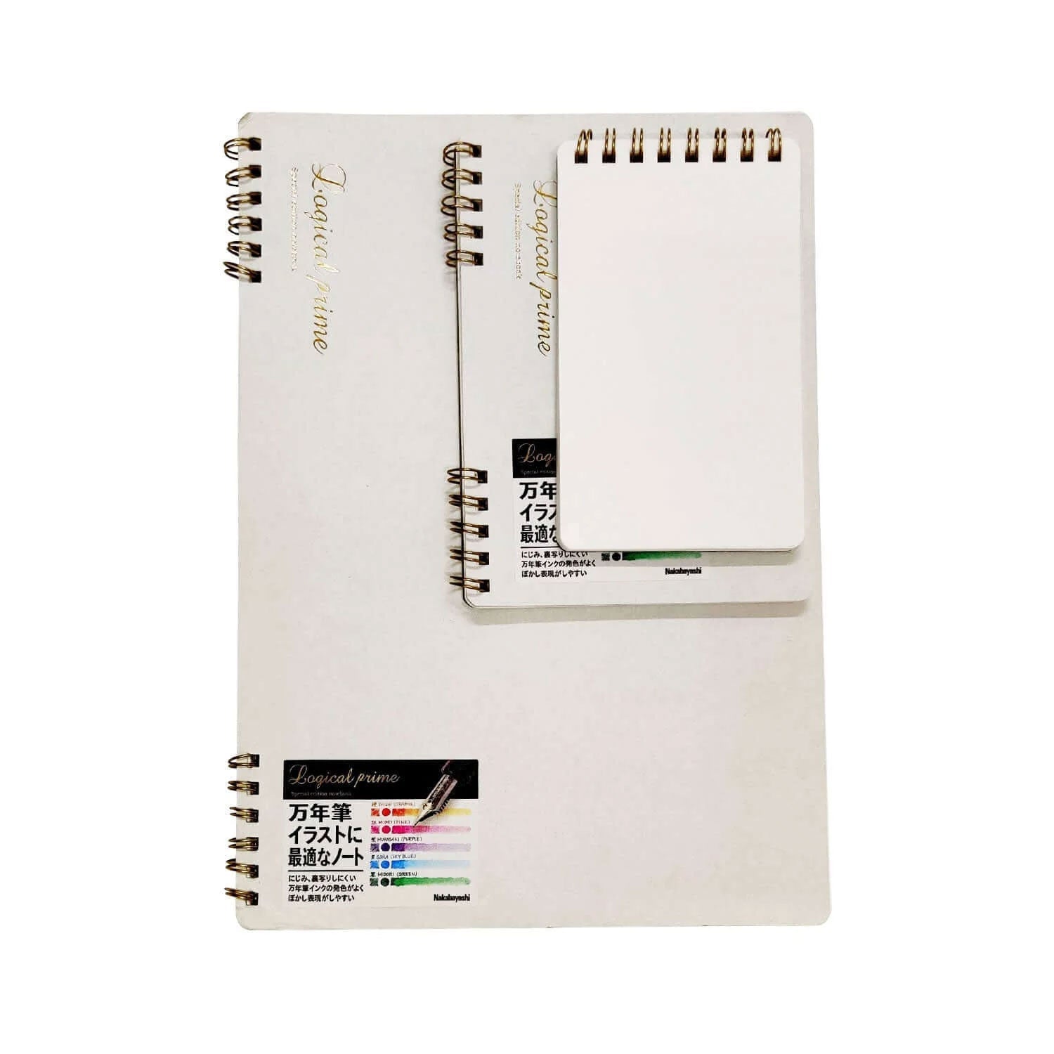 Nakabayashi Logical Prime Fountain Pen Friendly Spiral Notebook, White - Unruled