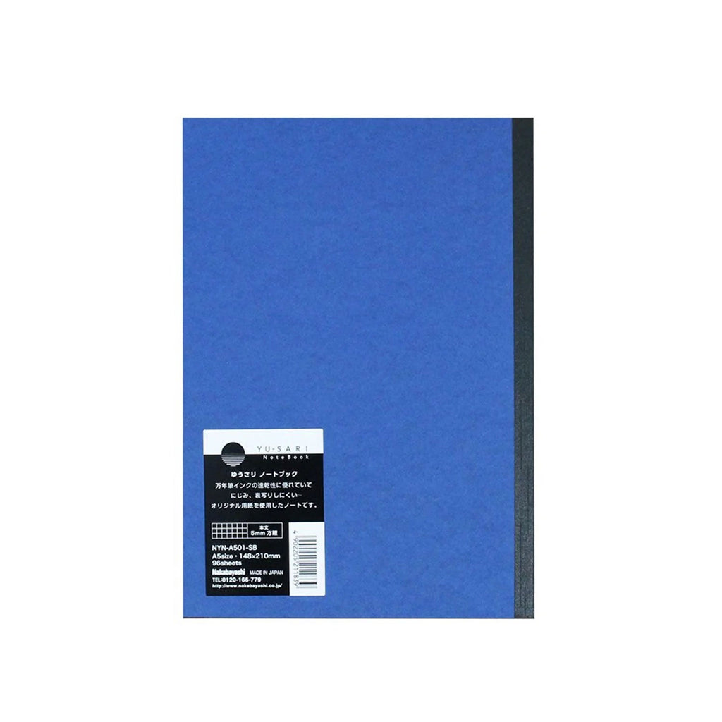 Nakabayashi Yu-Sari Fountain Pen Friendly Notebook, Blue - Sqr Ruled