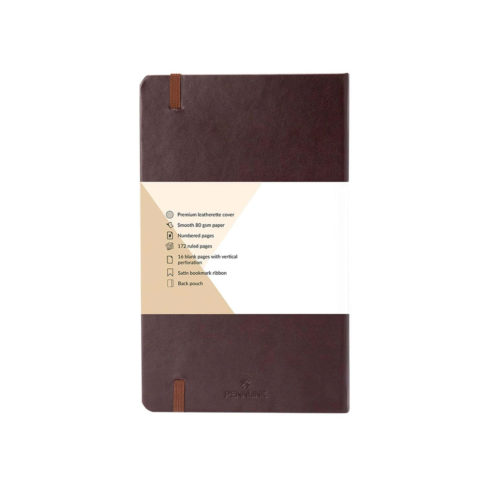 Pennline Waltz Hard Cover Notebook, Brown - Ruled