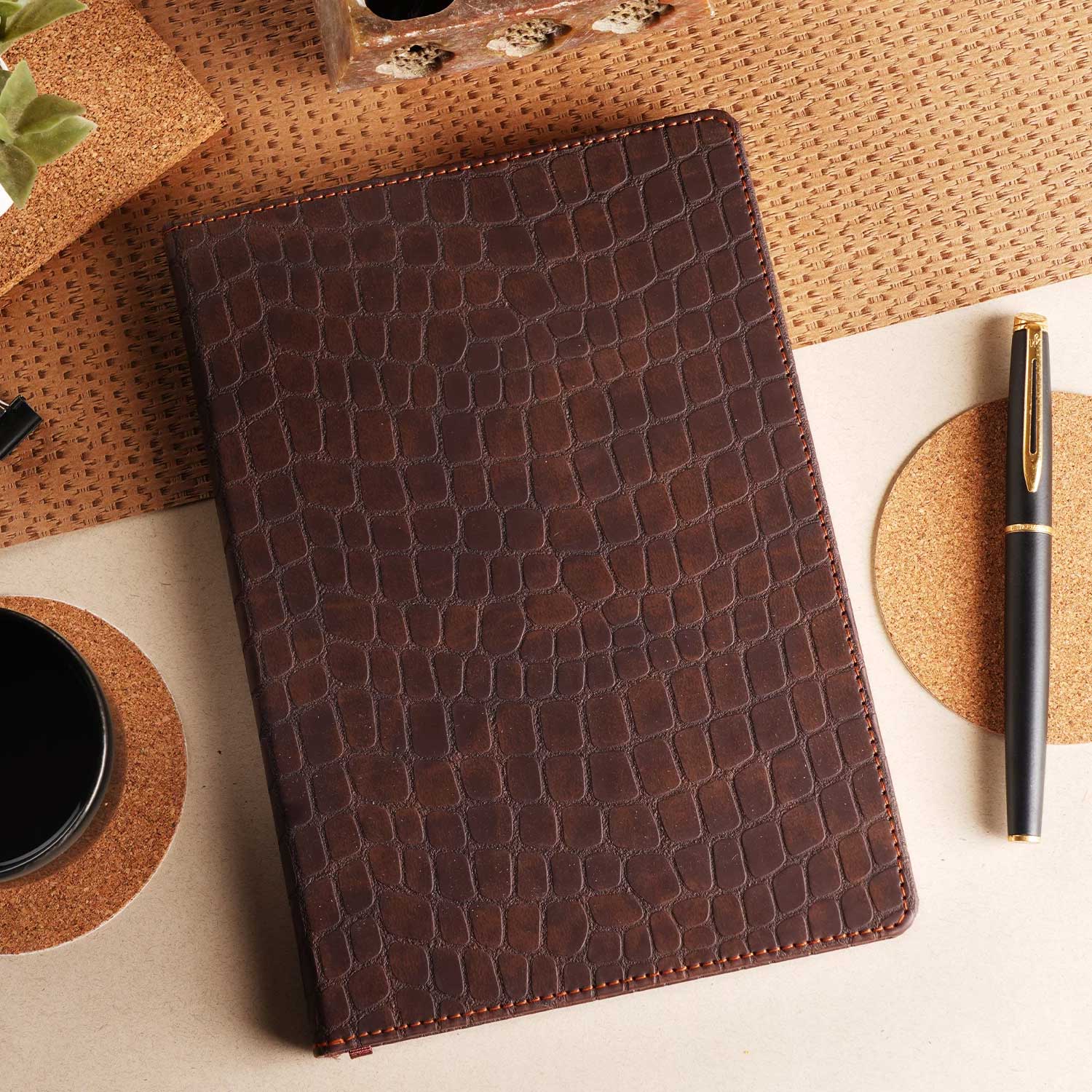 Scholar Croco Tan Notebook - A5, Ruled