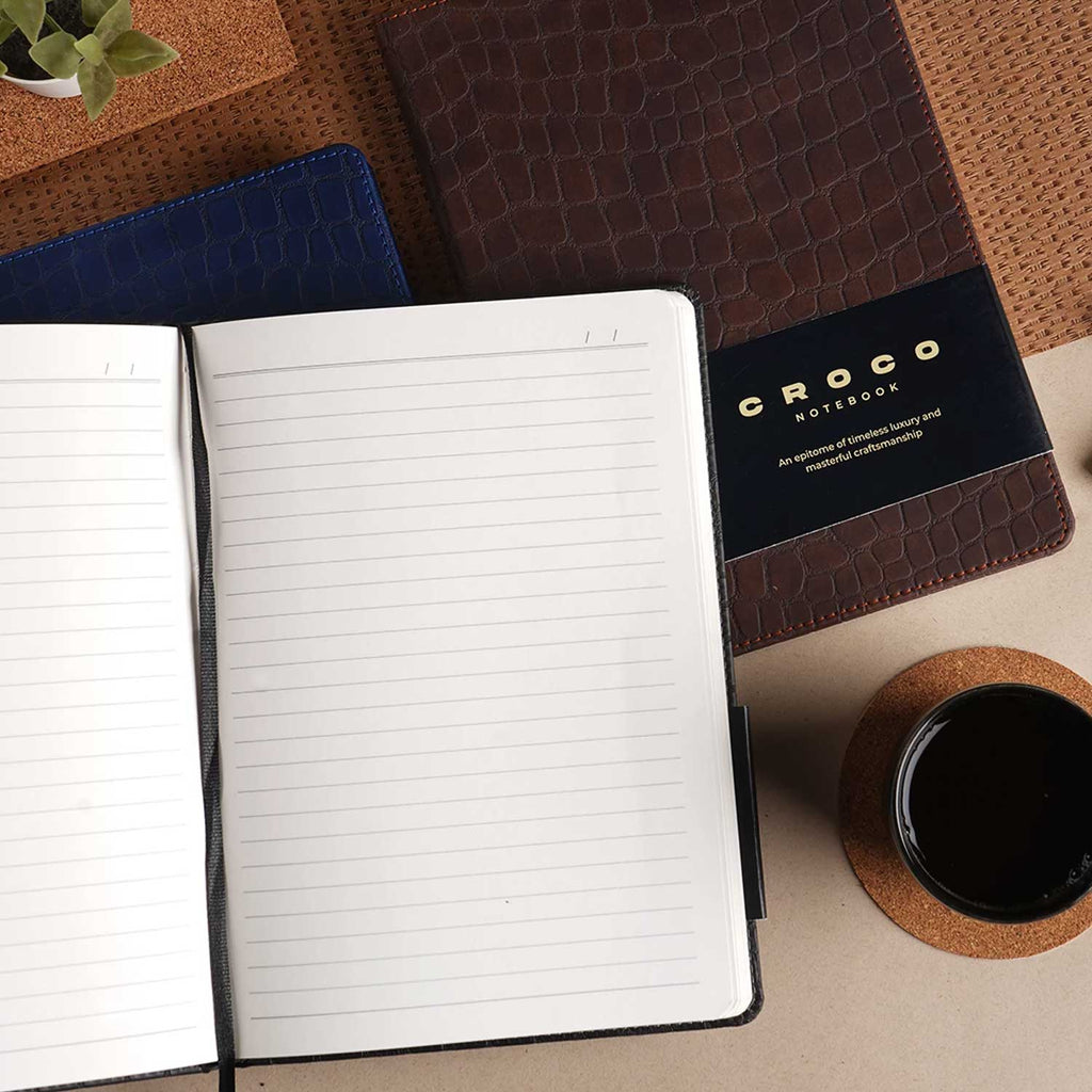 Scholar Croco Tan Notebook - A5, Ruled