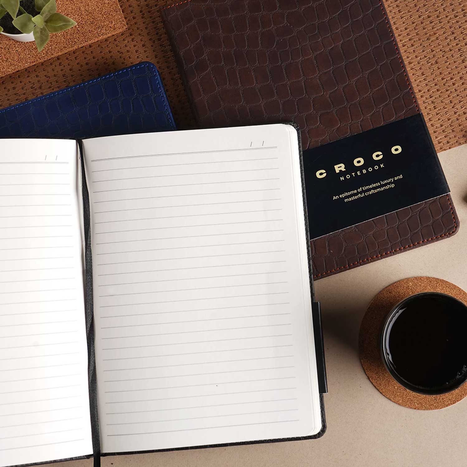 Scholar Croco Tan Notebook - A5, Ruled