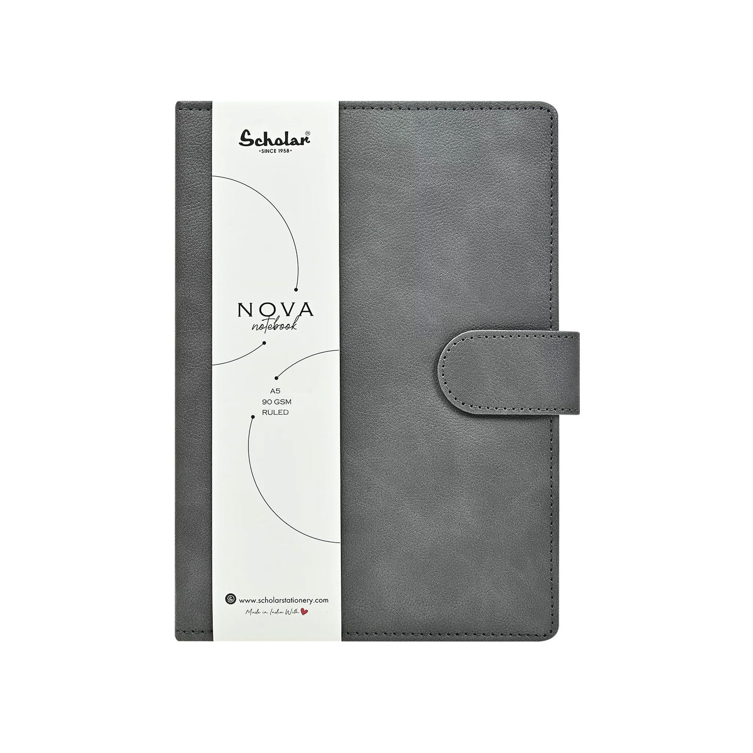 Scholar Nova Grey Notebook - A5, Ruled