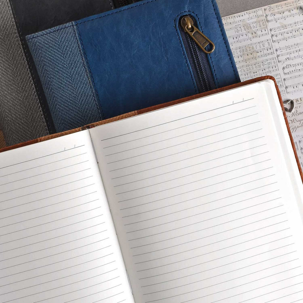 Scholar Zipper Tan Notebook - A5, Ruled